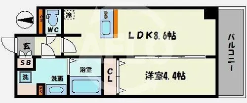 プレサンス難波クチュール【12階】の間取り