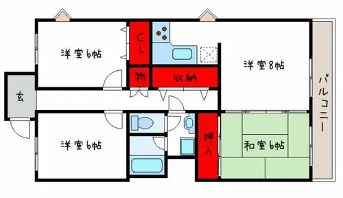 曙フラッツ【1階】の間取り