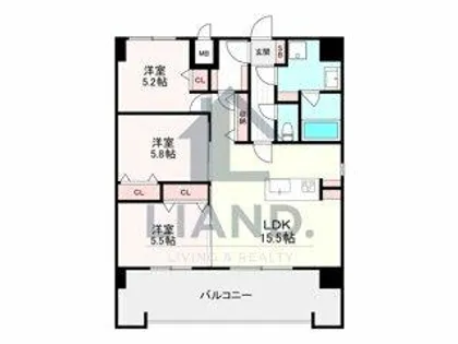 サンショウレジデンス西新【901号室】の間取り