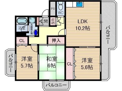 ハイツシャルマン【2階】の間取り