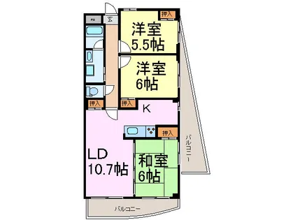 ローズガーデン楠元【301号室】の間取り