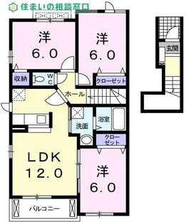 愛知県西尾市富山2丁目【アパート】の間取り