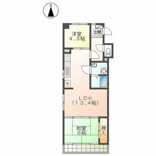 サンライフ金城【2D号室】の間取り