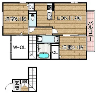 ヴァンセゾニエ【205号室】の間取り