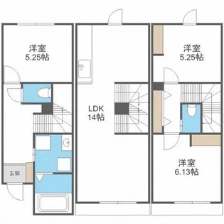 北海道札幌市白石区菊水元町七条3丁目【テラスハウス】の間取り