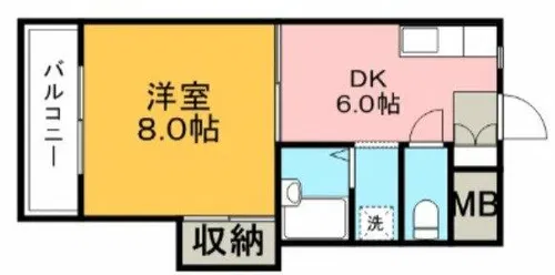 シャトレ東合川【202号室】の間取り