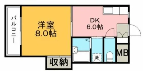 シャトレ東合川【206号室】の間取り