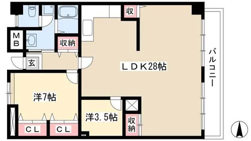 アーバンドエル新栄【301号室】の間取り