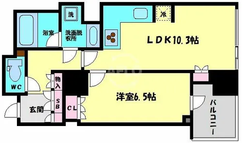 淀屋橋アップルタワーレジデンス【25階】の間取り