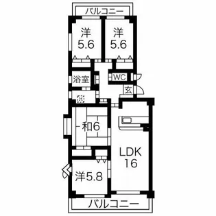 グリーンタウン宮地 B棟【305号室】の間取り