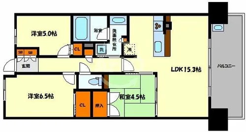 ザ パークハウス阿倍野三明町【9階】の間取り