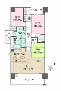 ザ パークハウス阿倍野三明町【7階】の間取り