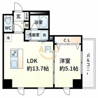 グランデージ新大阪【3階】の間取り