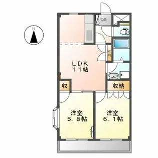 フォンテーヌ朝陽ヶ丘【2階】の間取り