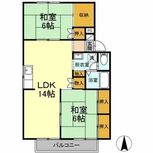 ベルクローバー B棟【202号室】の間取り