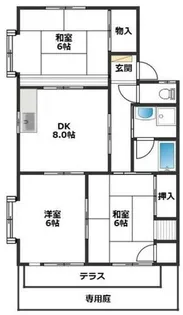 福岡県那珂川市道善1丁目【アパート】の間取り