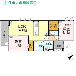 愛知県岡崎市赤渋町字袖広【アパート】の間取り