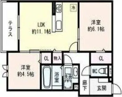 Flat Comfy 豊中【1階】の間取り