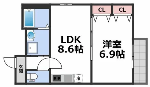 フジパレス俊徳道Ⅲ番館【3階】の間取り
