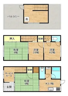 大阪府大阪市福島区大開1丁目【一戸建】の間取り