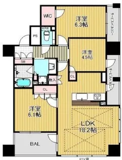 ワコーレ大阪新町タワーレジデンス【17階】の間取り