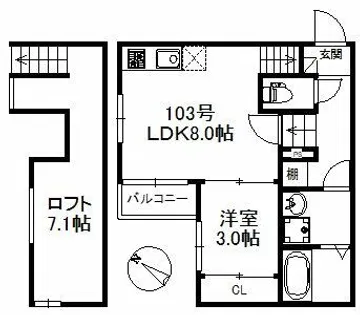 ウィンクルム・CREST【103号室】の間取り