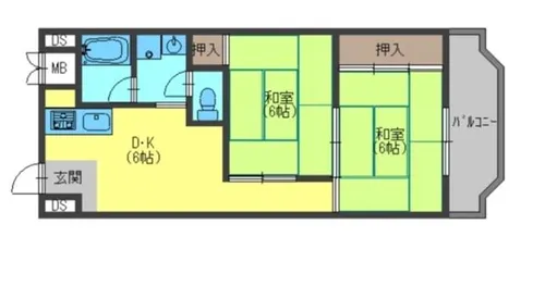 丸信リバーサイドコーポ1棟【9階】の間取り