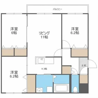 北海道札幌市手稲区曙十一条2丁目【マンション】の間取り
