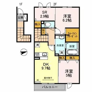 サンディアコート【2階】の間取り