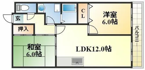 パレス金ヶ原【402号室】の間取り