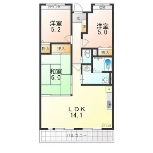 ヴィーブル岩倉【4階】の間取り