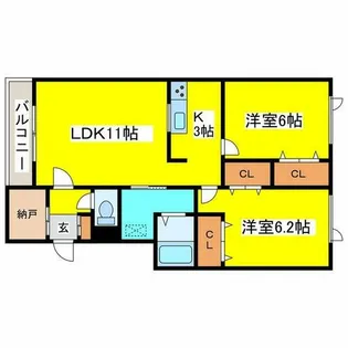 ローベン屯田【303号室】の間取り