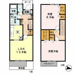 サニーガーデン B【1階】の間取り