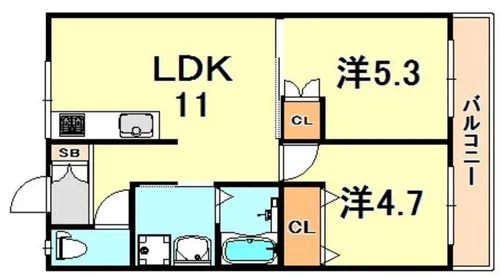 セイシェル長田山手【2階】の間取り