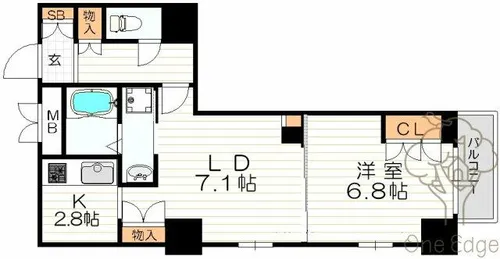 エルヴェ東天満【19階】の間取り