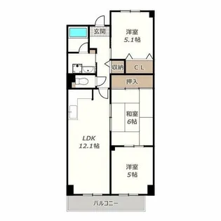 ヒルサイド四天王寺東【5階】の間取り