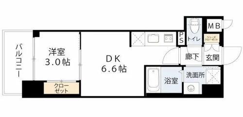 D.Clarest玉造【7階】の間取り