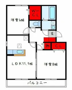 クレール萱振C【2階】の間取り