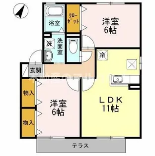 カーサ梨野B【1階】の間取り