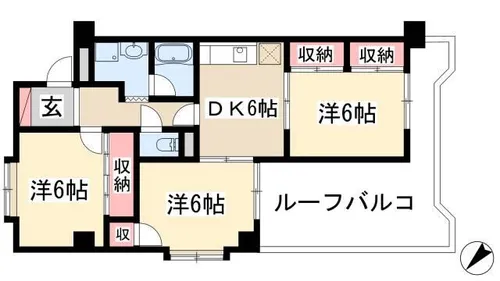 グランドハイツ八勝【4階】の間取り