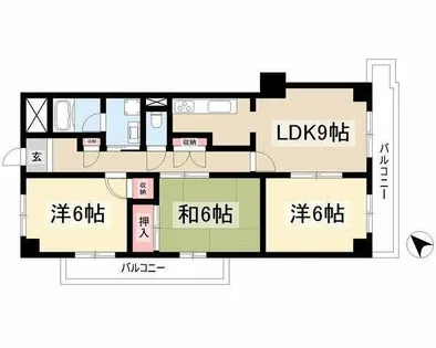 マリポーサ上田【6E号室】の間取り