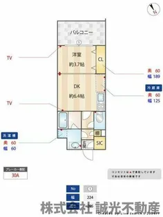 ブランシエスタ千早RJR【7階】の間取り