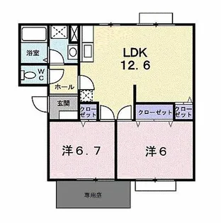 シャルマンヌクイB【1階】の間取り