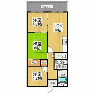 カーサフィオーレ弐番館【4階】の間取り