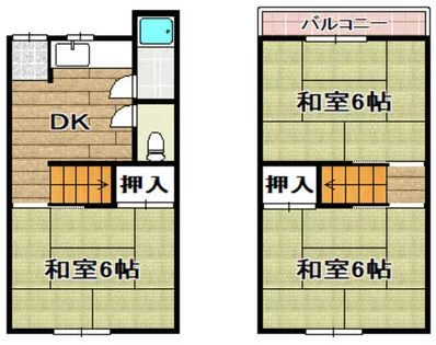 大阪府高槻市下田部町1丁目【テラスハウス】の間取り