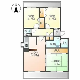 コレクション星が丘【1階】の間取り
