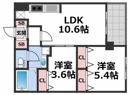 サンブライト今里【4階】の間取り
