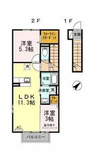 ラシーヌYugawa B棟【2階】の間取り