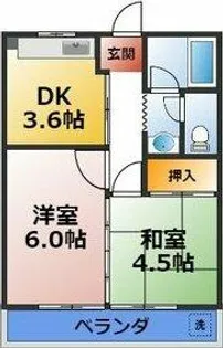 ハイツグリーンヒルA・B【2階】の間取り