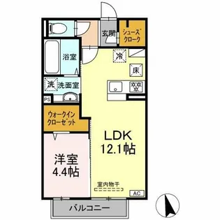 プランドール A棟【105号室】の間取り